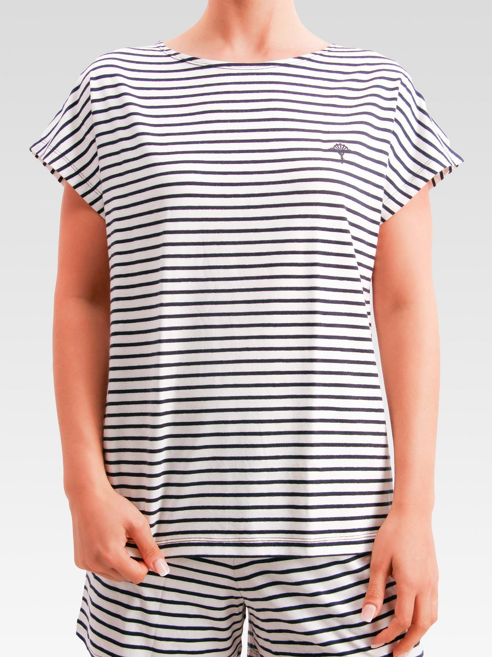 JOOP! T-Shirt  Damen Jersey weiß gestreift, 44