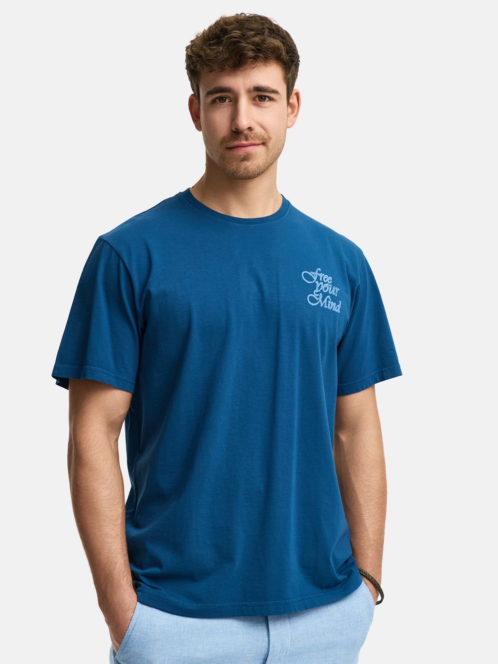 Indicode T-Shirt Herren Baumwolle blau bedruckt, M