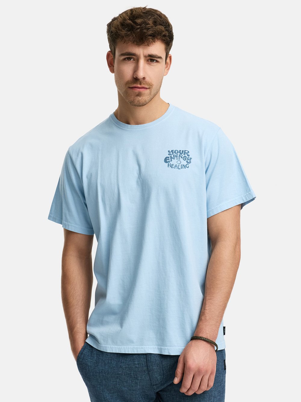 Indicode T-Shirt Herren Baumwolle blau bedruckt, XXL