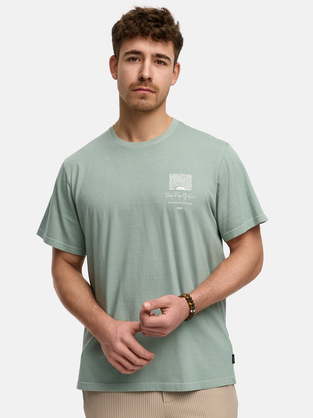 Indicode T-Shirt Herren Baumwolle grau bedruckt, XL