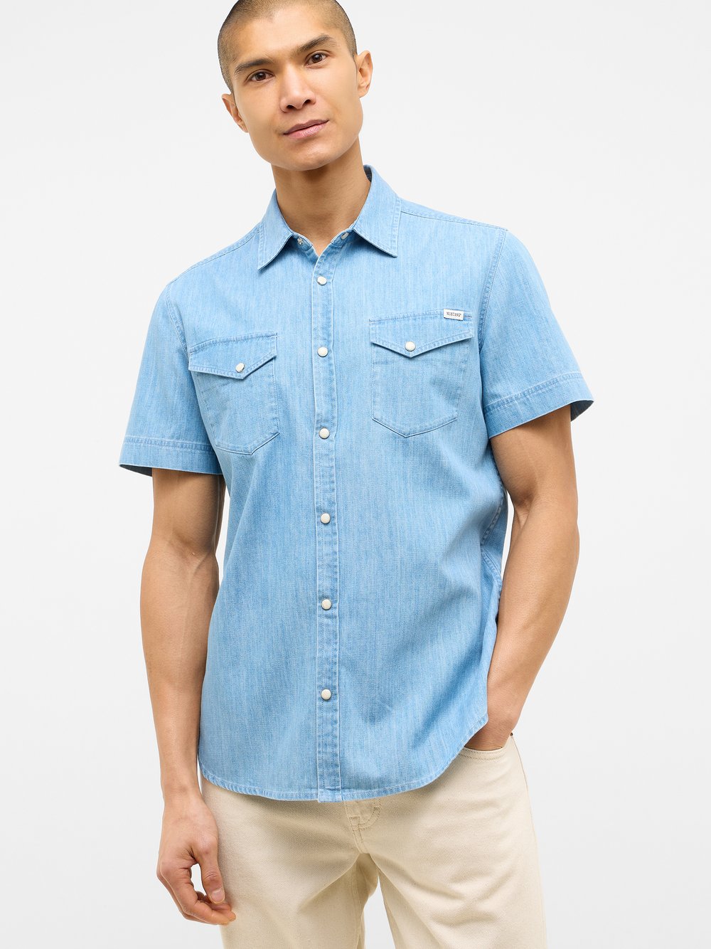 Mustang Hemd Herren Regular Fit Baumwolle blau, L