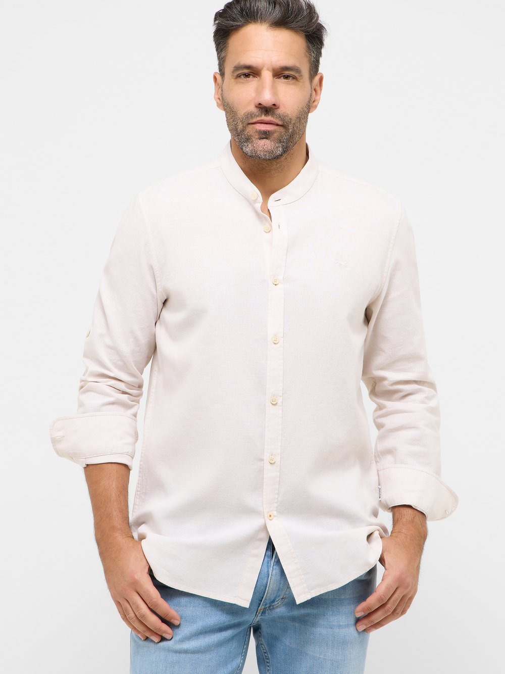 Mustang Hemd Herren Regular Fit Baumwolle beige, M