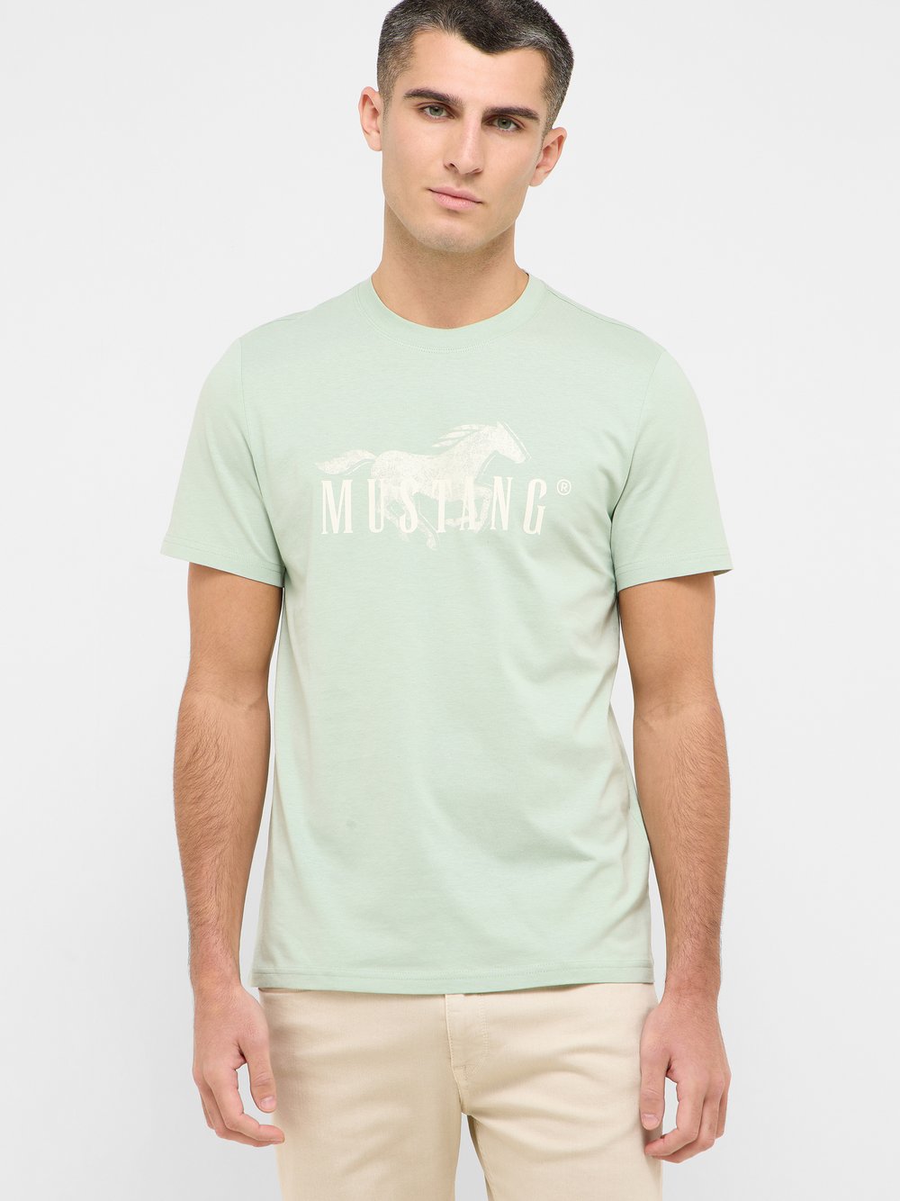 Mustang T-Shirt Herren Baumwolle grün bedruckt, XXL