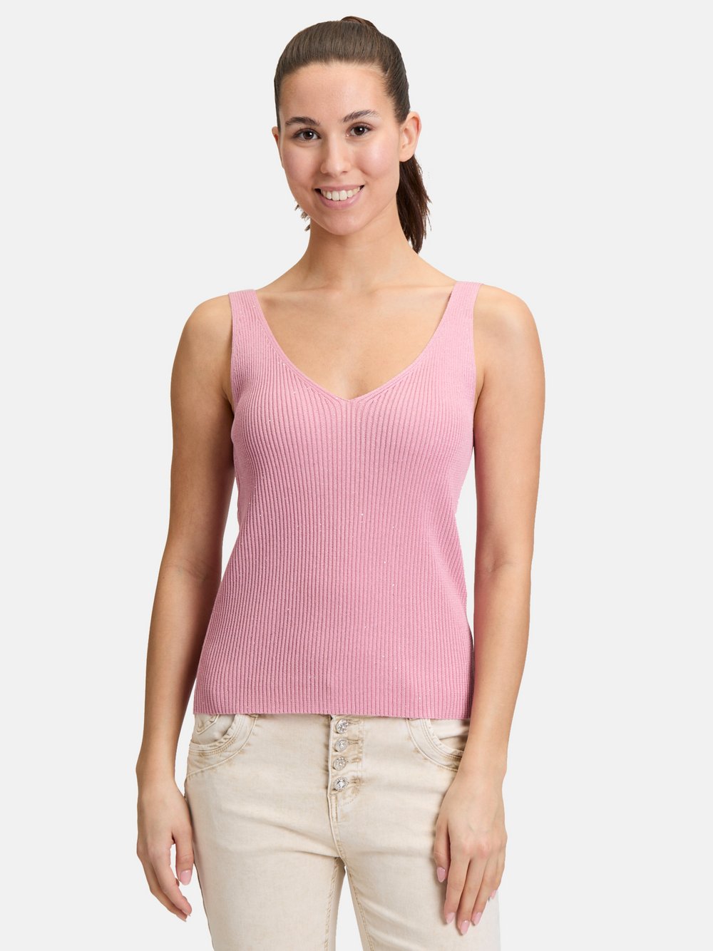 Cartoon Strick-Top Damen Viskose rosa, 34