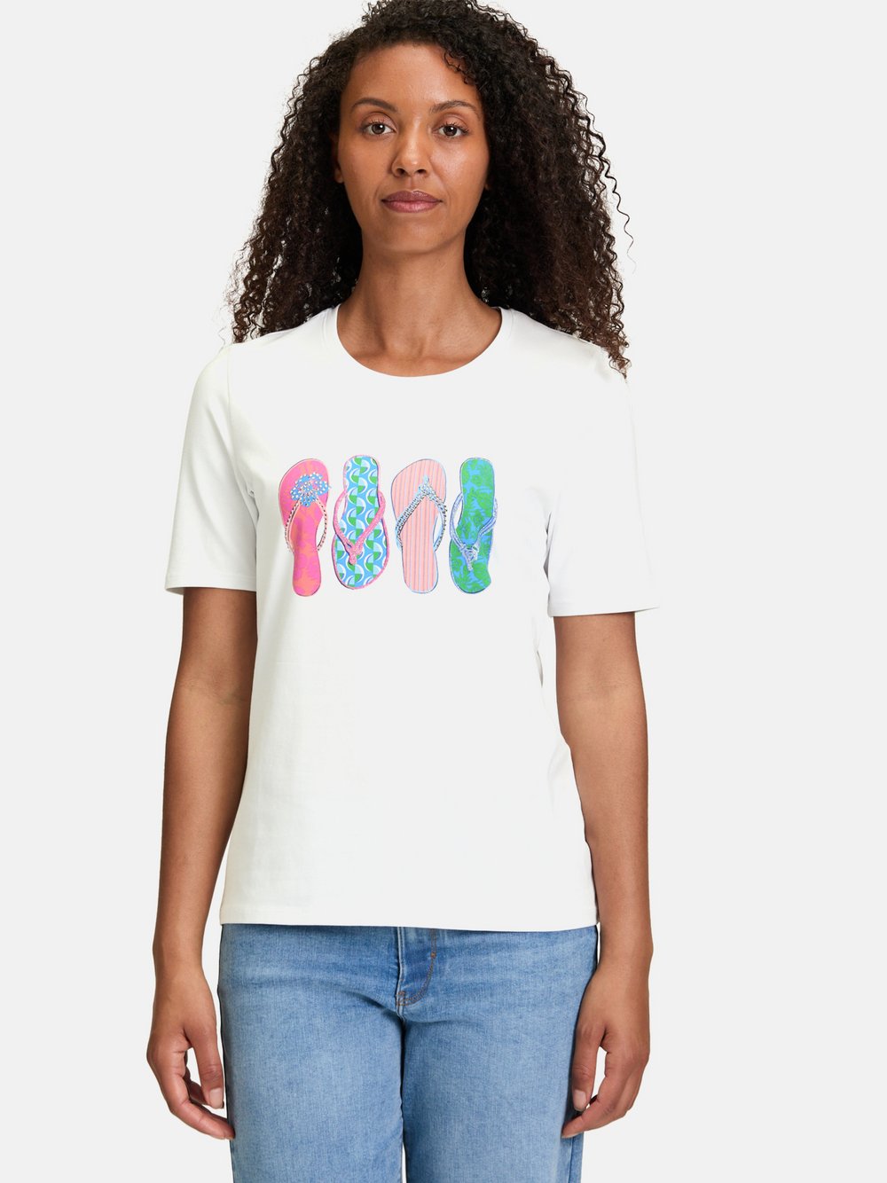 Betty Barclay Basic Shirt Damen Baumwolle weiß bedruckt, 36