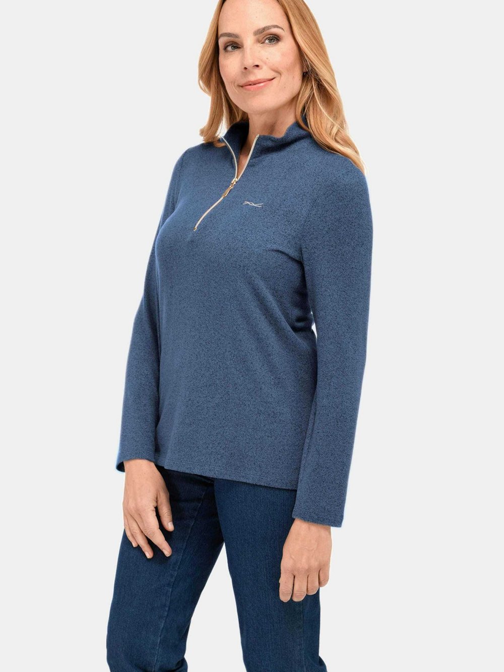 Goldner Flauschshirt Damen Viskose blau, 48