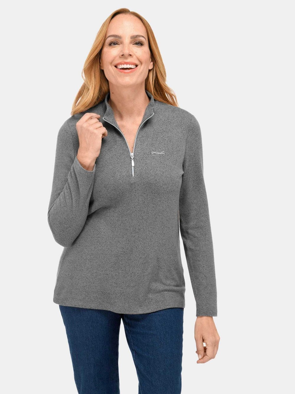 Goldner Flauschshirt Damen Viskose grau, 54