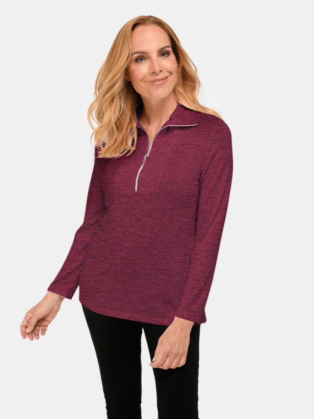 Goldner Flausch-Shirt Damen Viskose rot, 52