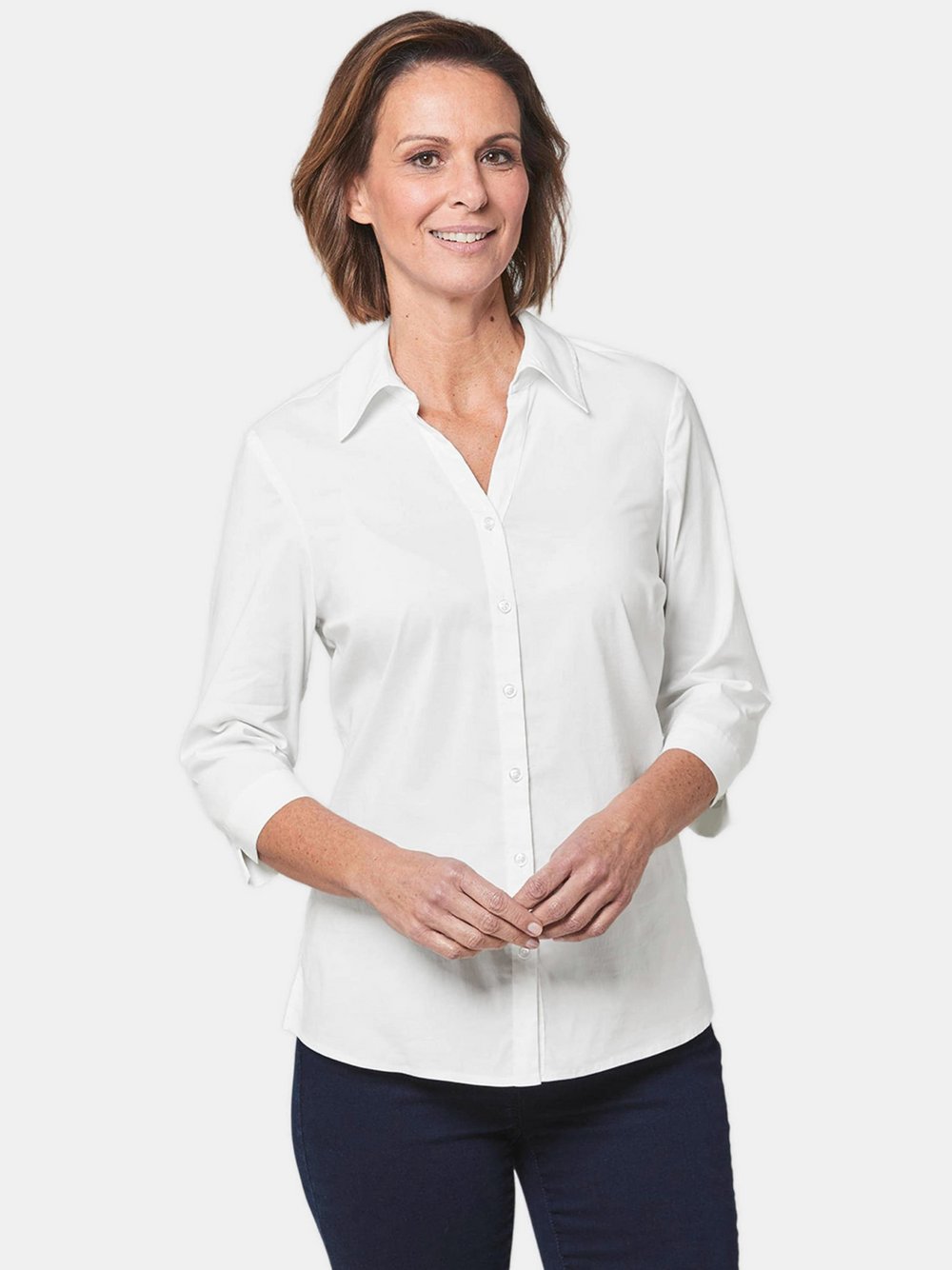 Goldner Bluse Damen Baumwolle weiß, 50