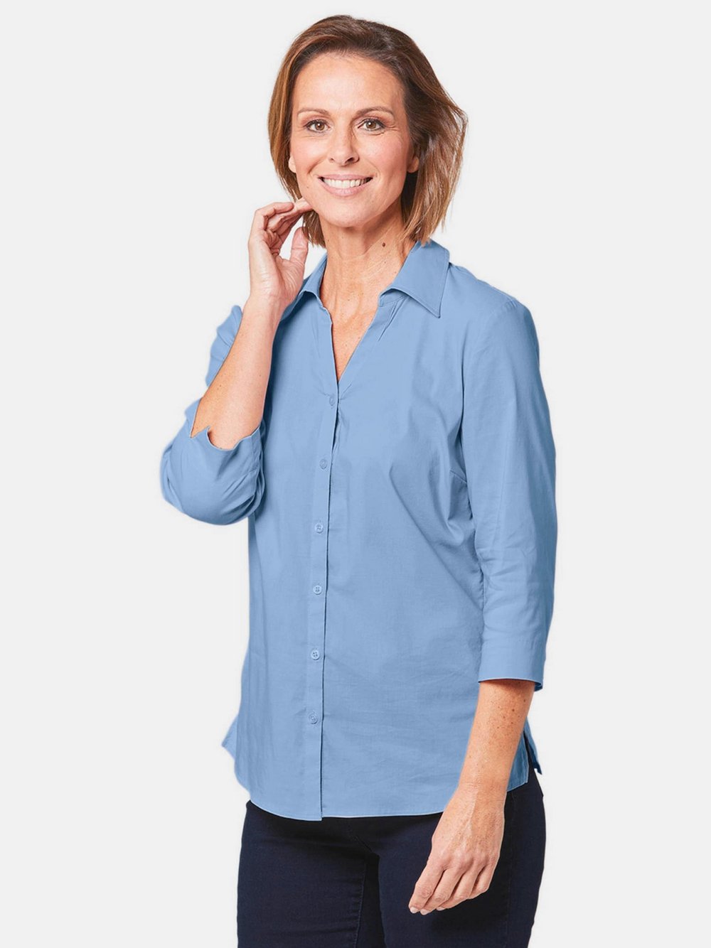 Goldner Bluse Damen Baumwolle blau, 44
