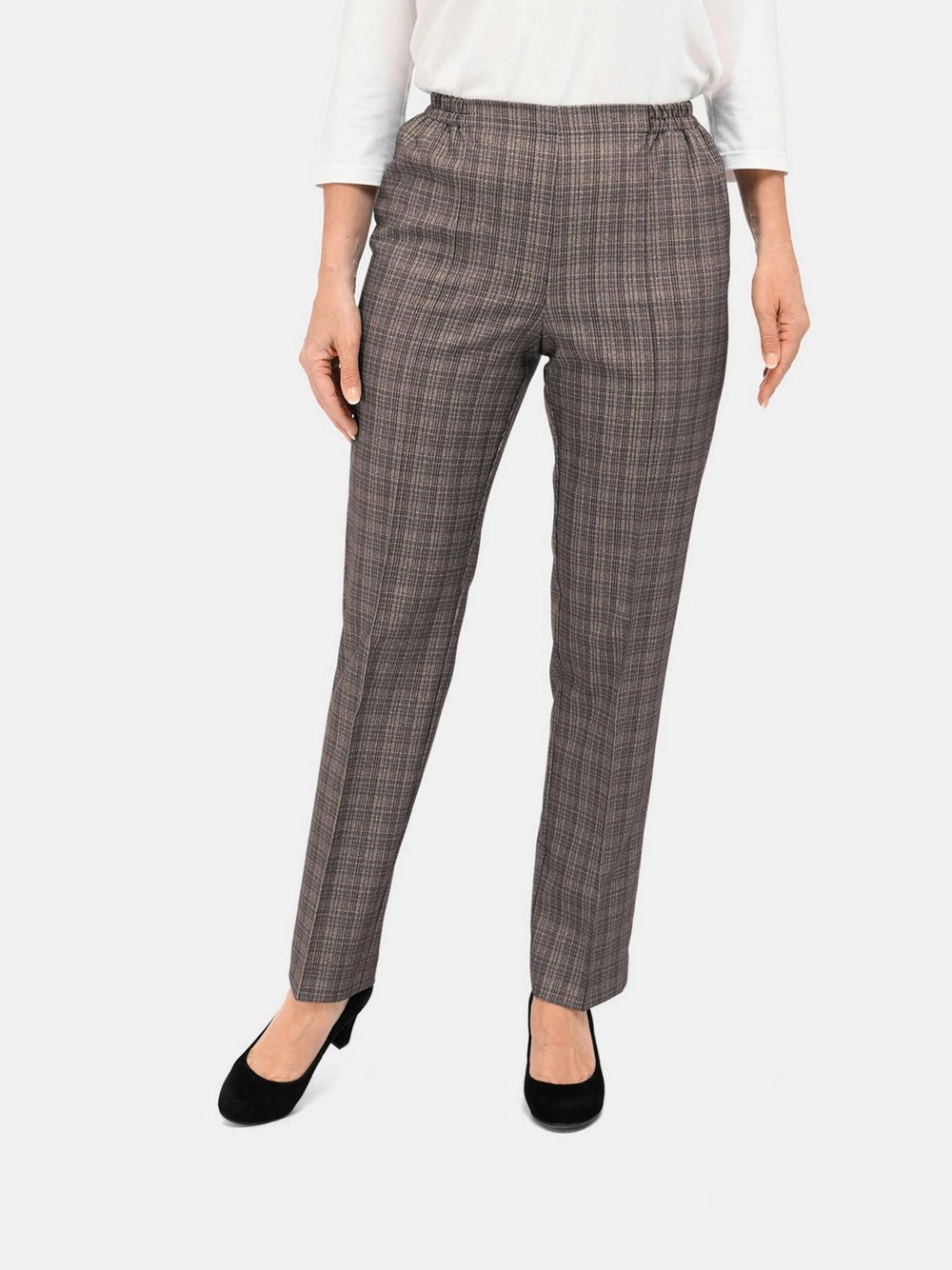 Goldner Karoschlupfhose Damen braun kariert, 40