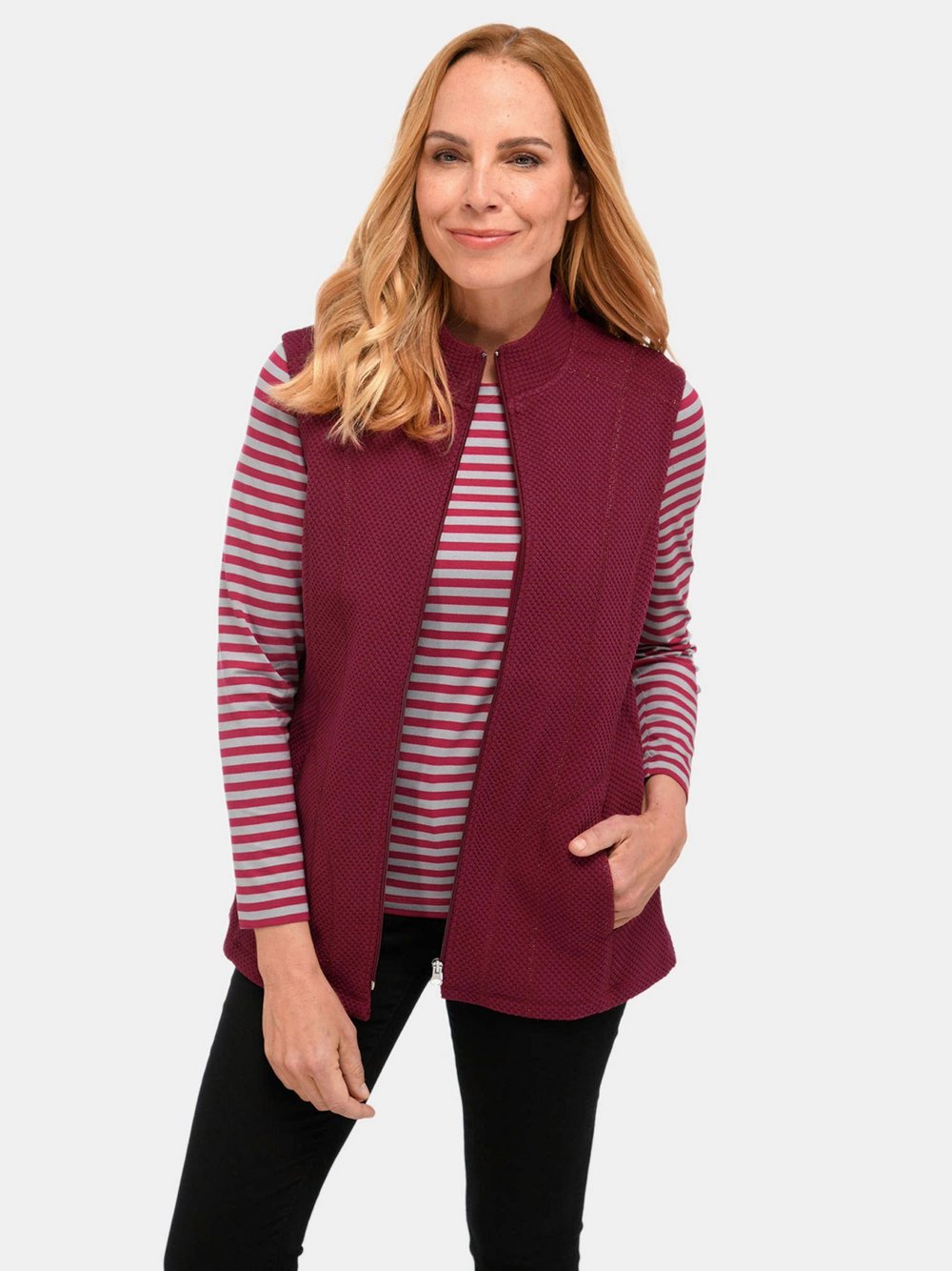 Goldner Jerseyweste Damen Baumwolle rot, 44