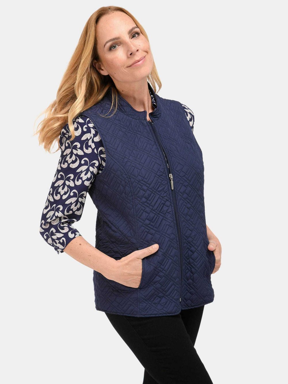 Thumbnail - Goldner Steppweste Damen blau, 38