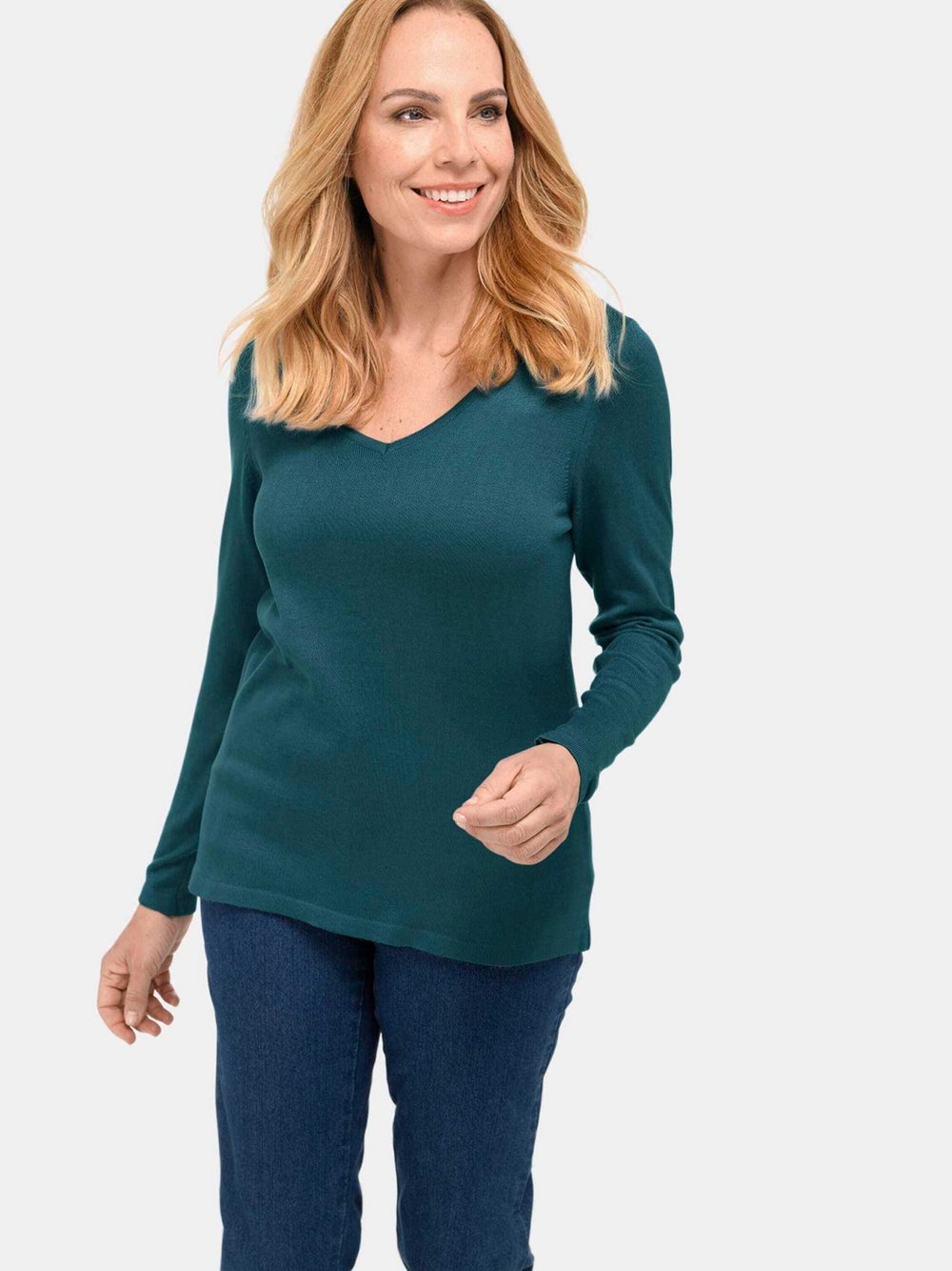 Thumbnail - Goldner V-Pullover Damen mehrfarbig, 40