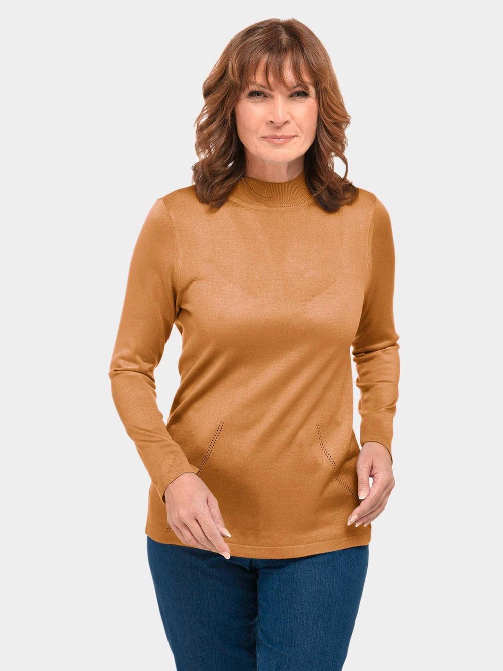 Goldner Stehbundpullover Damen gelb, 46