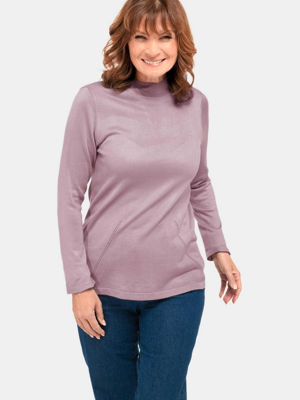 Goldner Stehbundpullover Damen rosa, 38