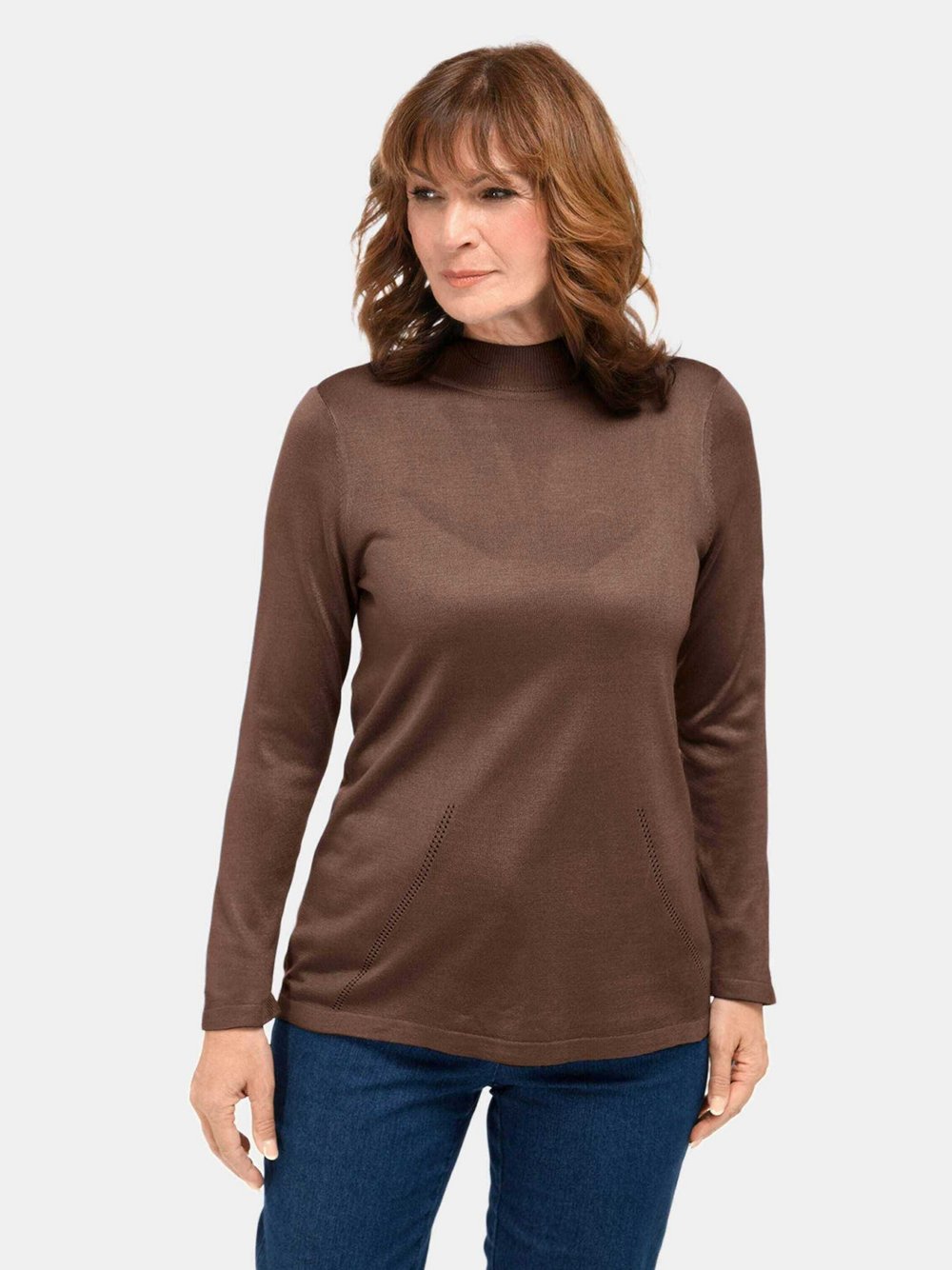 Goldner Stehbundpullover Damen braun, 40