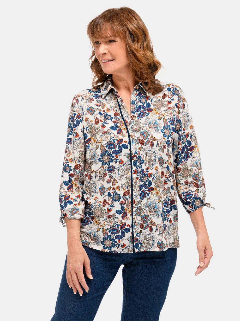 Goldner Druckbluse Damen Viskose braun bedruckt, 50