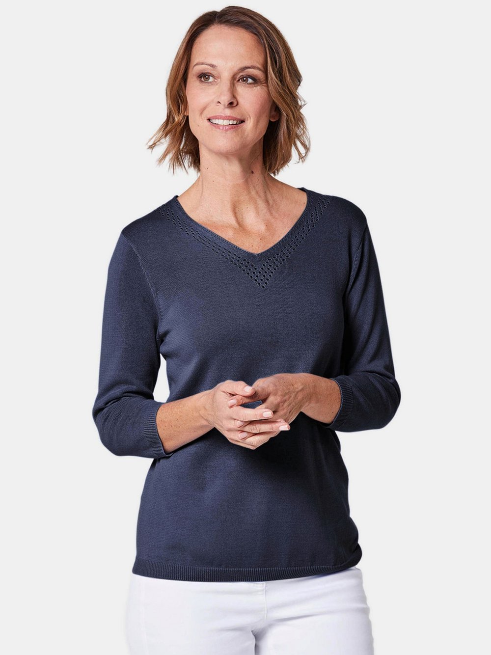Goldner Pullover Damen Baumwolle blau, 38