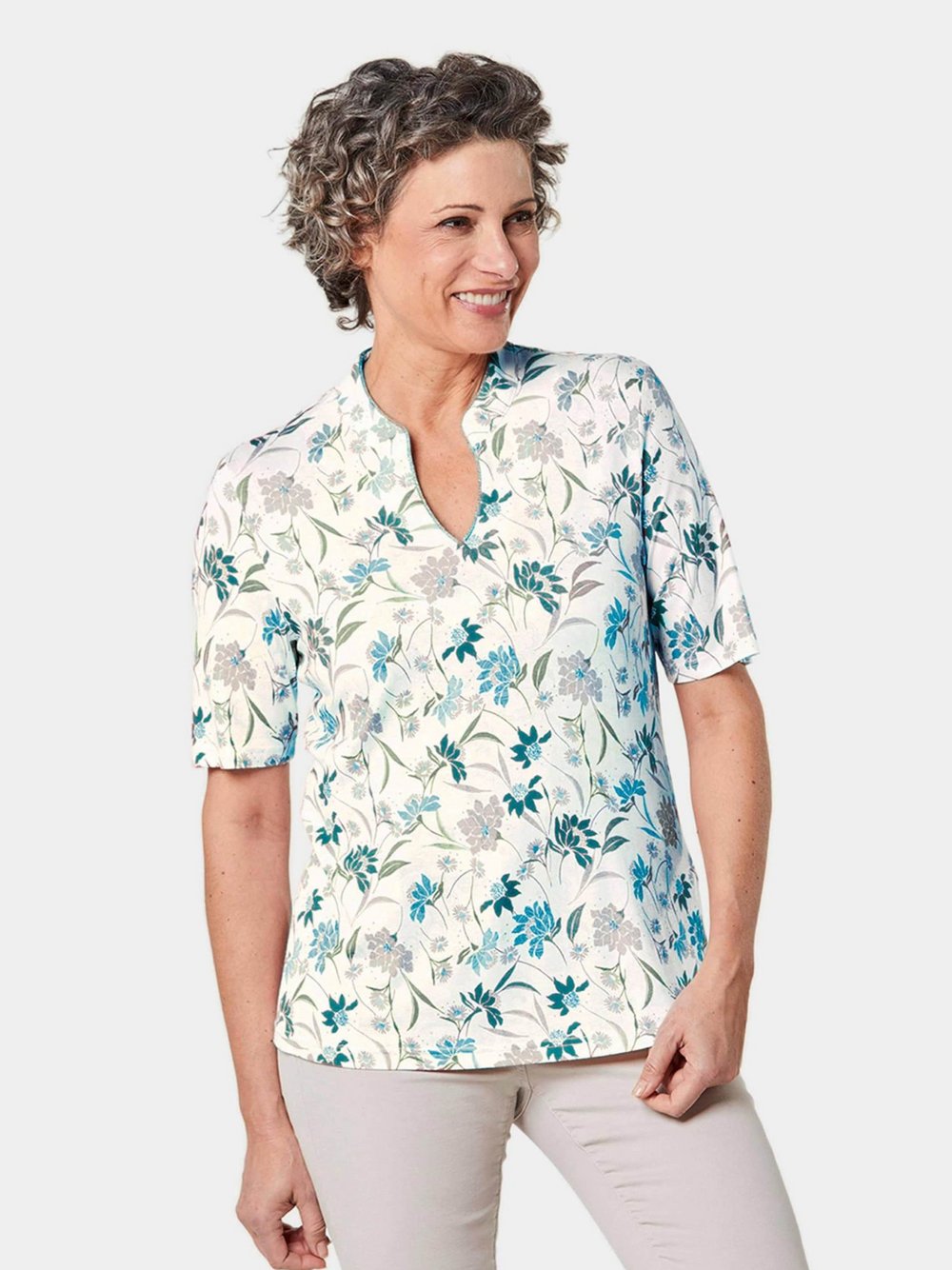 Goldner Druckshirt Damen Viskose mehrfarbig gemustert, 38