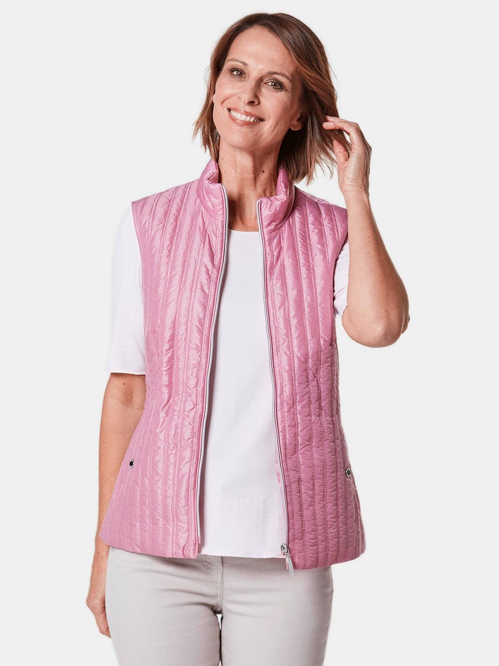 Goldner Steppweste Damen Polyamid rosa, 44