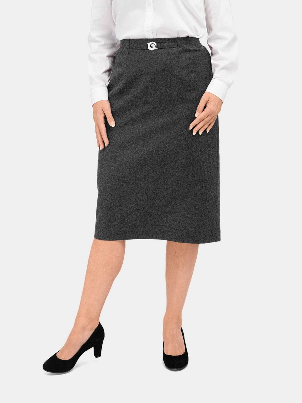 Thumbnail - Goldner Schurwoll-Schlupfrock Damen Schurwolle grau, 40