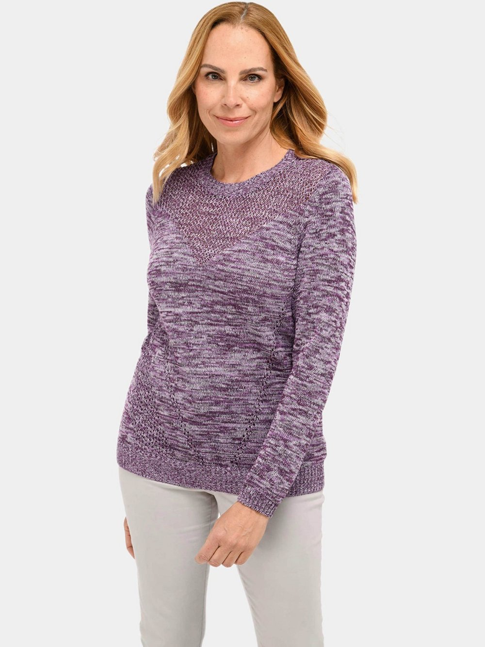 Thumbnail - Goldner Pullover Damen Baumwolle lila, 38