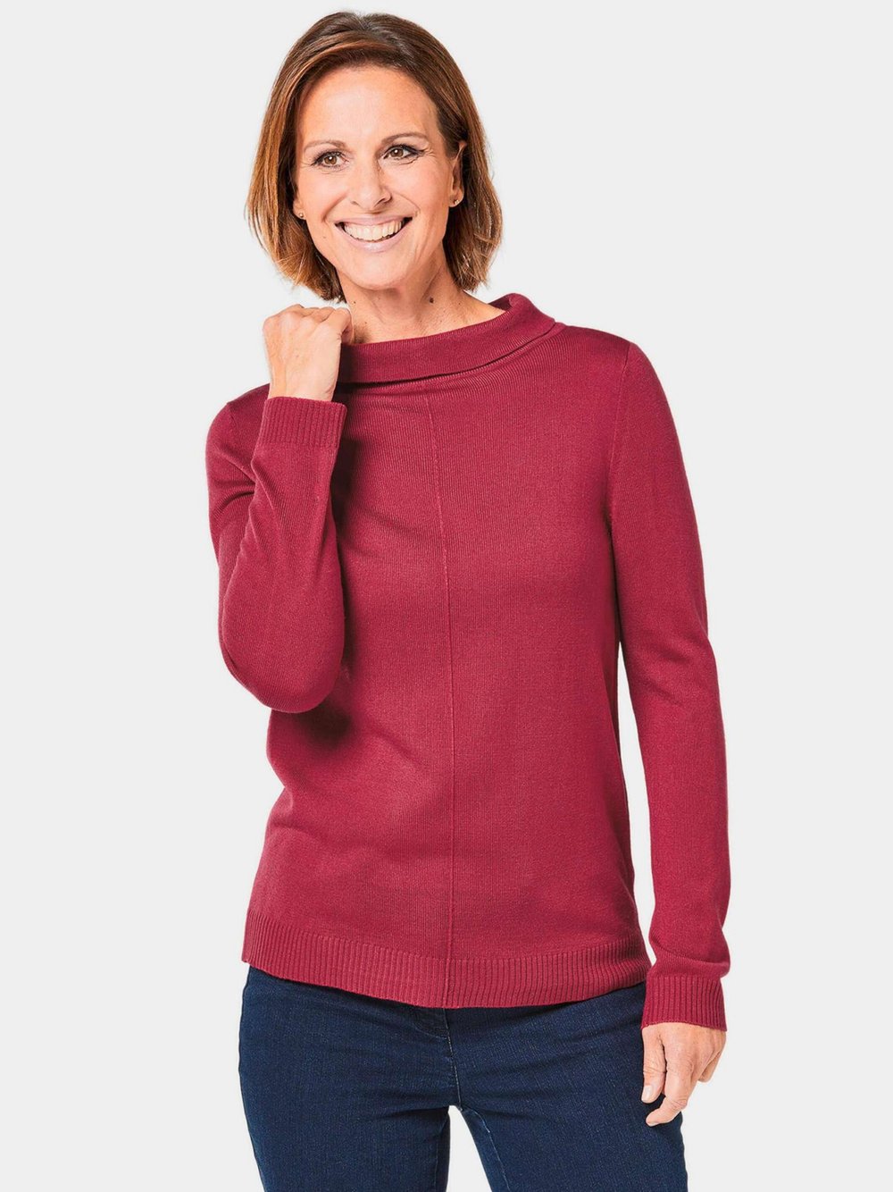 Goldner Pullover Damen rot, 50