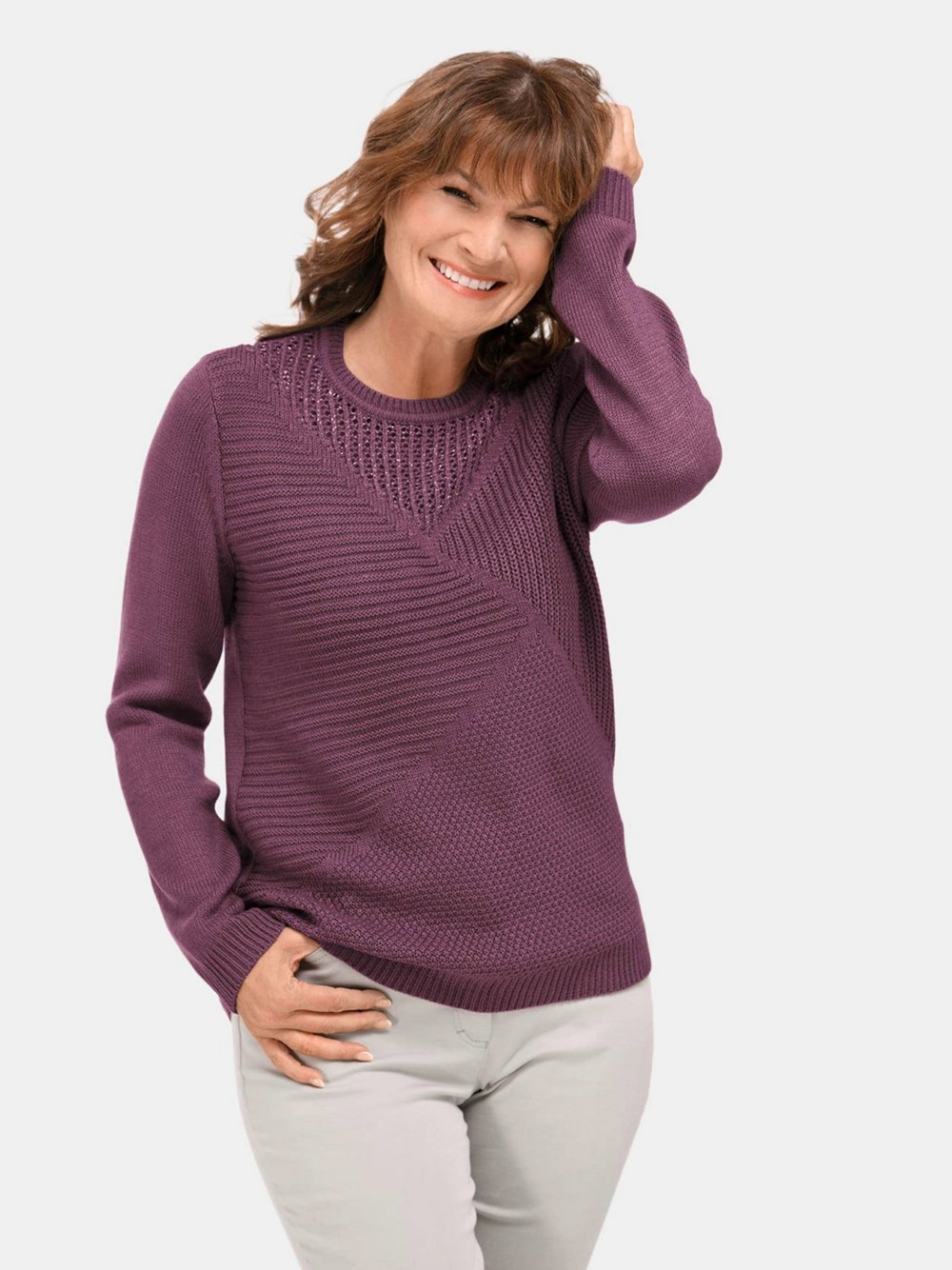 Goldner Pullover Damen Baumwolle lila, 42