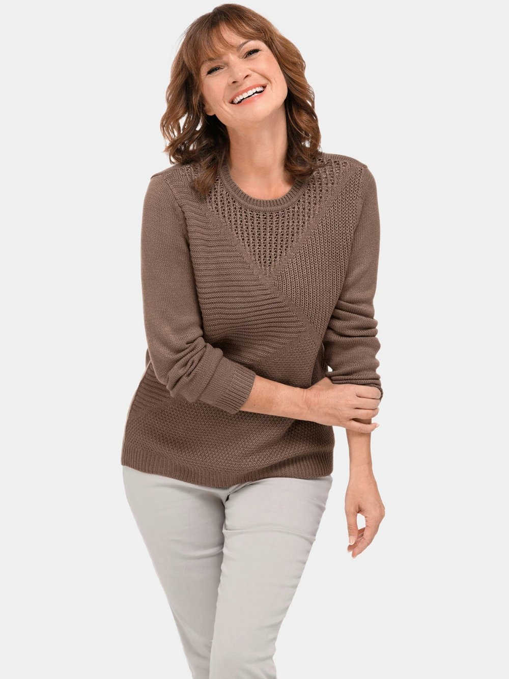 Goldner Pullover Damen Baumwolle braun, 48