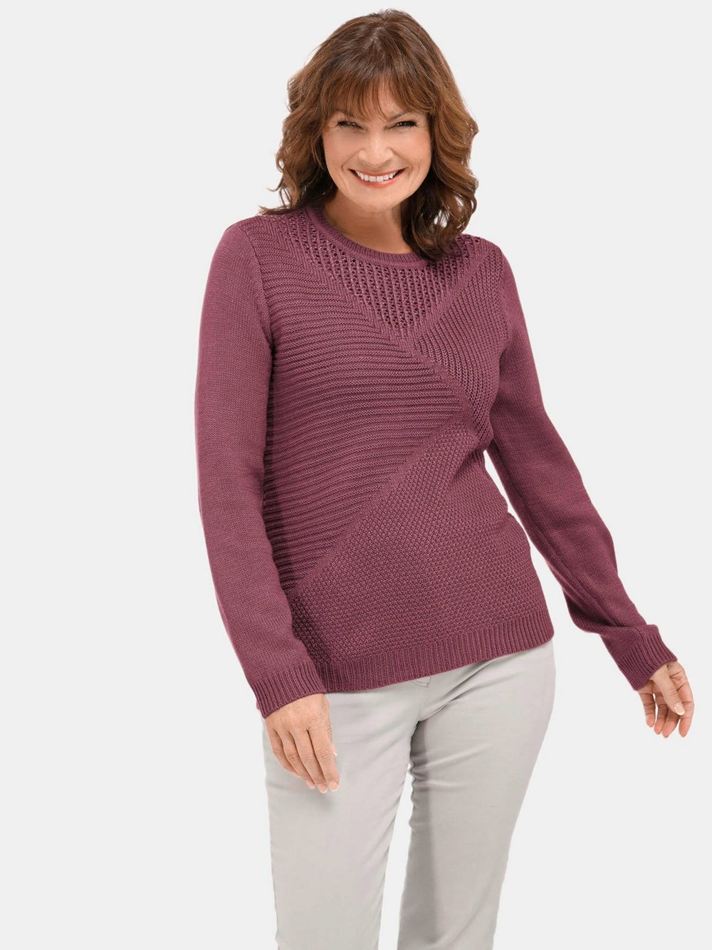 Goldner Pullover Damen Baumwolle lila, 52