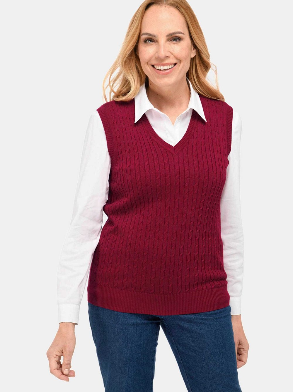 Goldner Pullunder Damen Baumwolle rot, 42