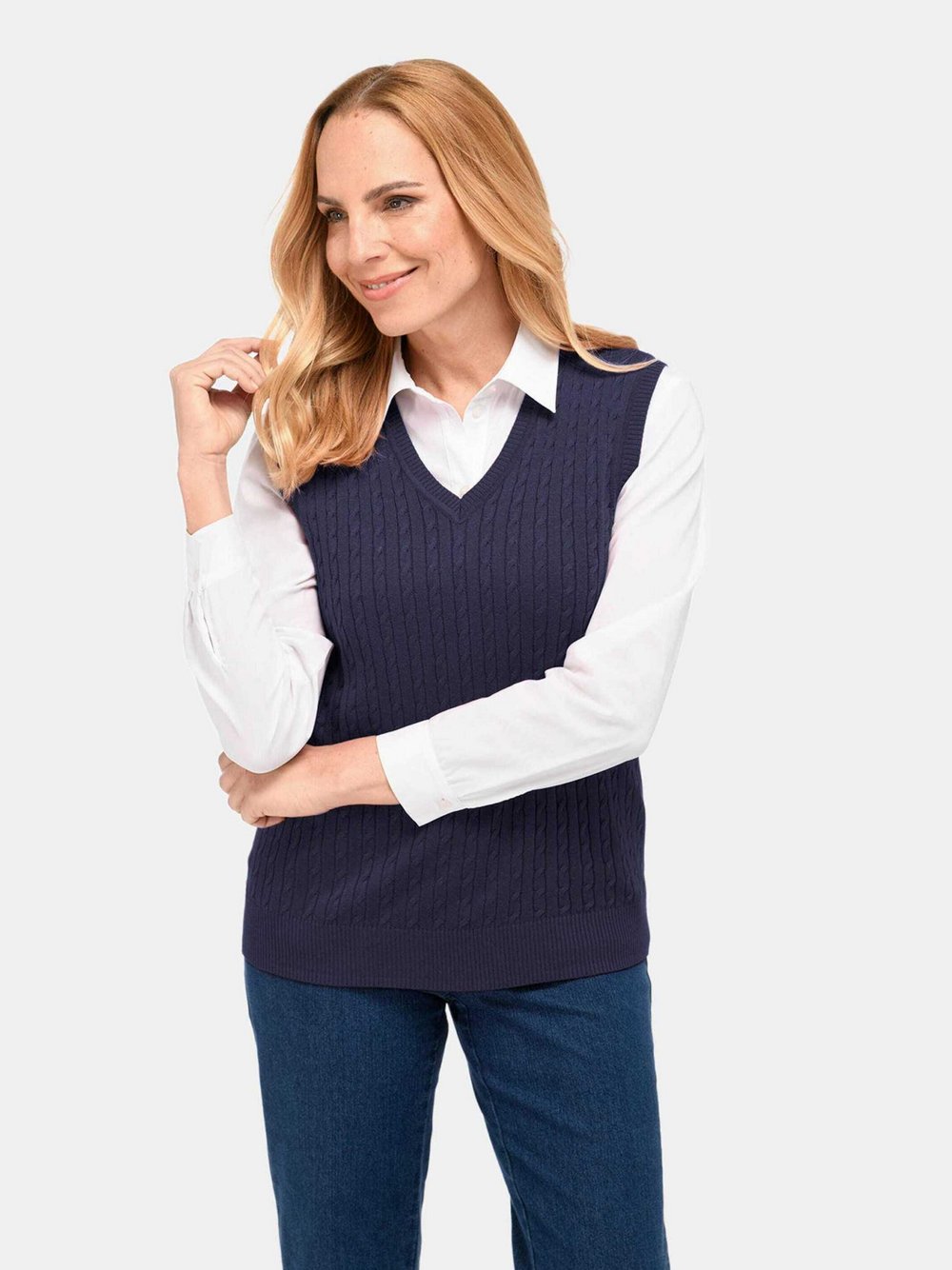 Goldner Pullunder Damen Baumwolle blau, 38