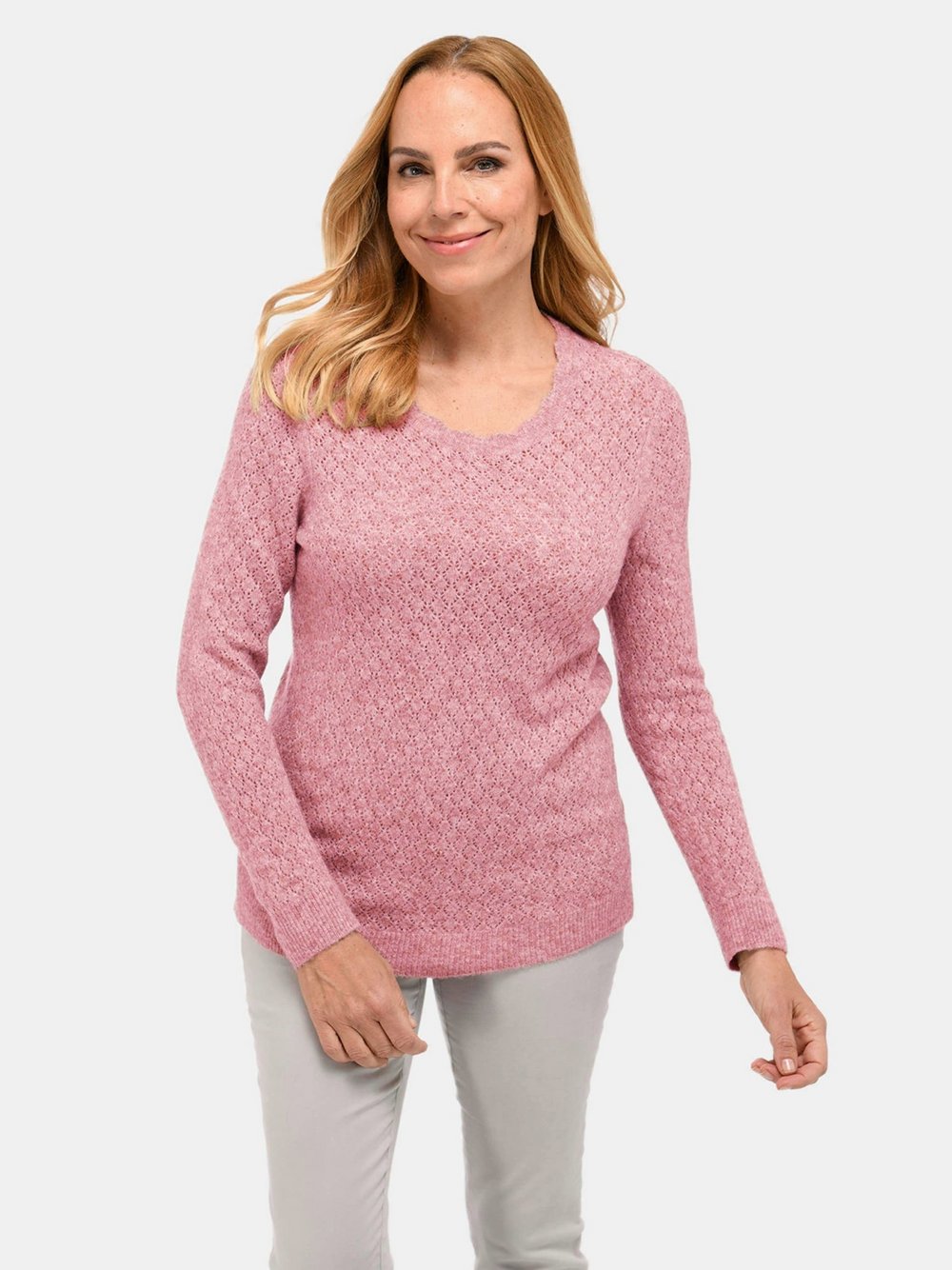 Thumbnail - Goldner Pullover Damen rosa, 42
