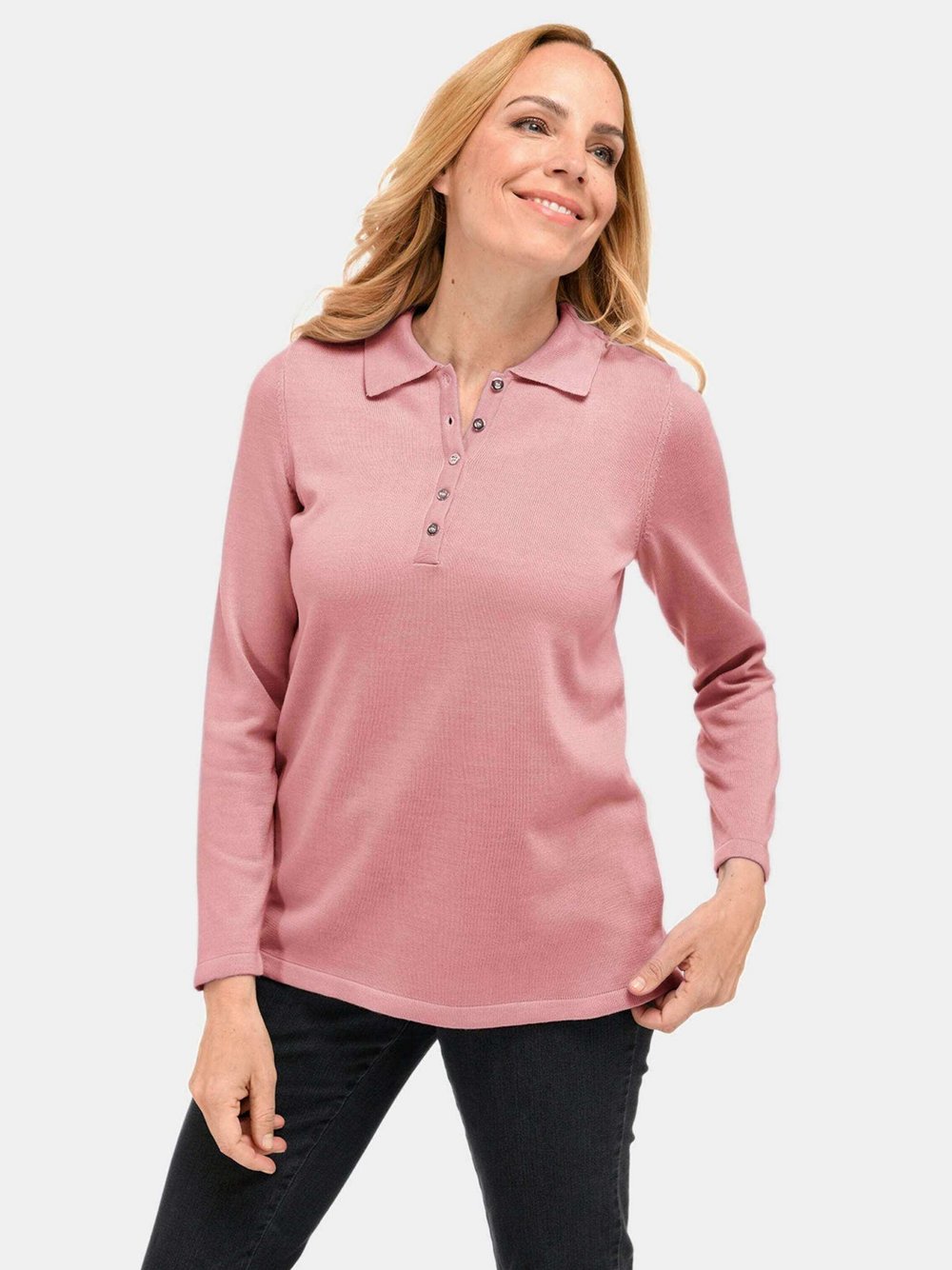 Thumbnail - Goldner Pullover Damen rosa, 46