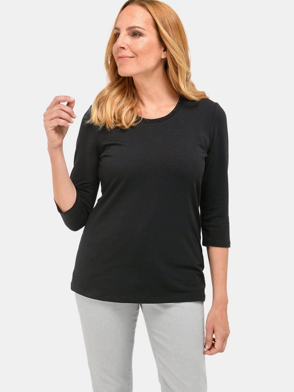 Goldner Shirt Damen Baumwolle schwarz, 50