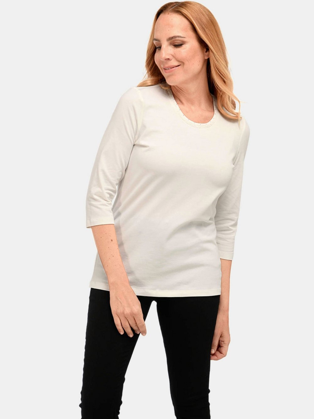 Goldner Shirt Damen Baumwolle weiß, 38