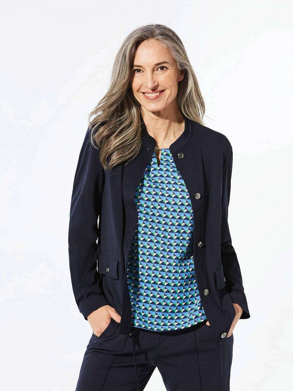 Goldner Blouson Damen Polyamid blau, 50