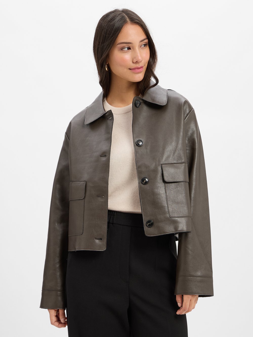 Neo Noir Jacke Romana Faux Damen Kunstleder braun, 38