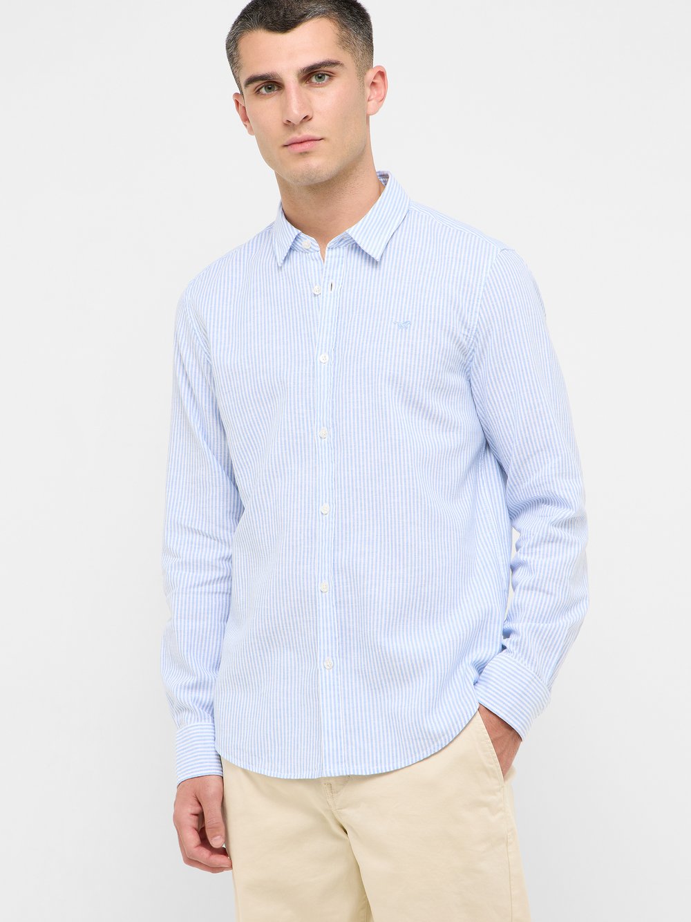 Mustang Hemd Herren Slim Fit Baumwolle blau, S