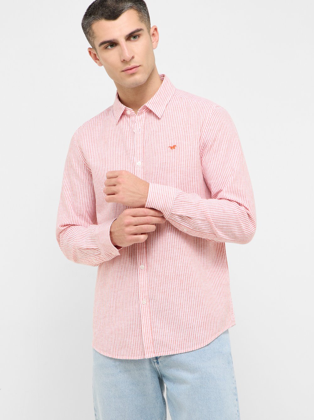 Mustang Hemd Herren Slim Fit Baumwolle rot, L