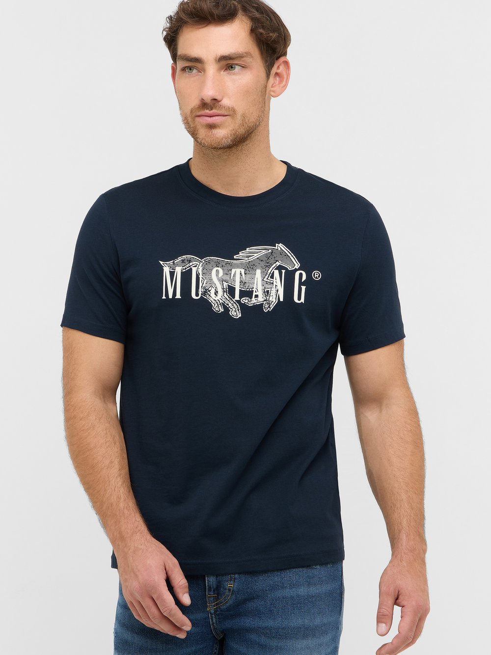 Mustang T-Shirt Herren Baumwolle blau, L