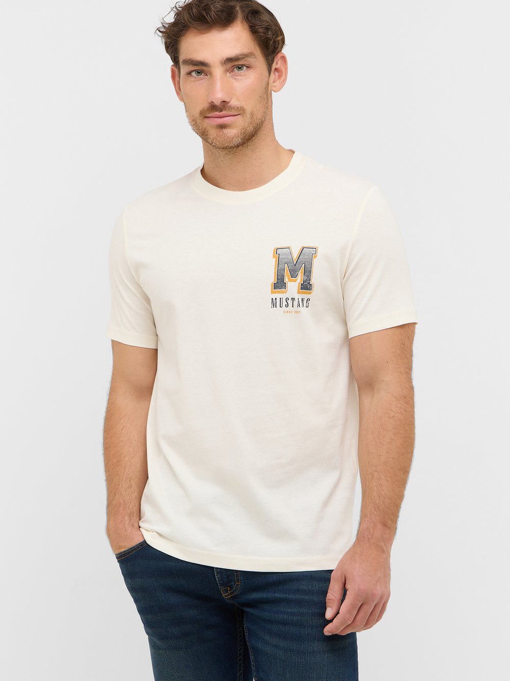 Mustang T-Shirt Herren Baumwolle weiß, XXXL