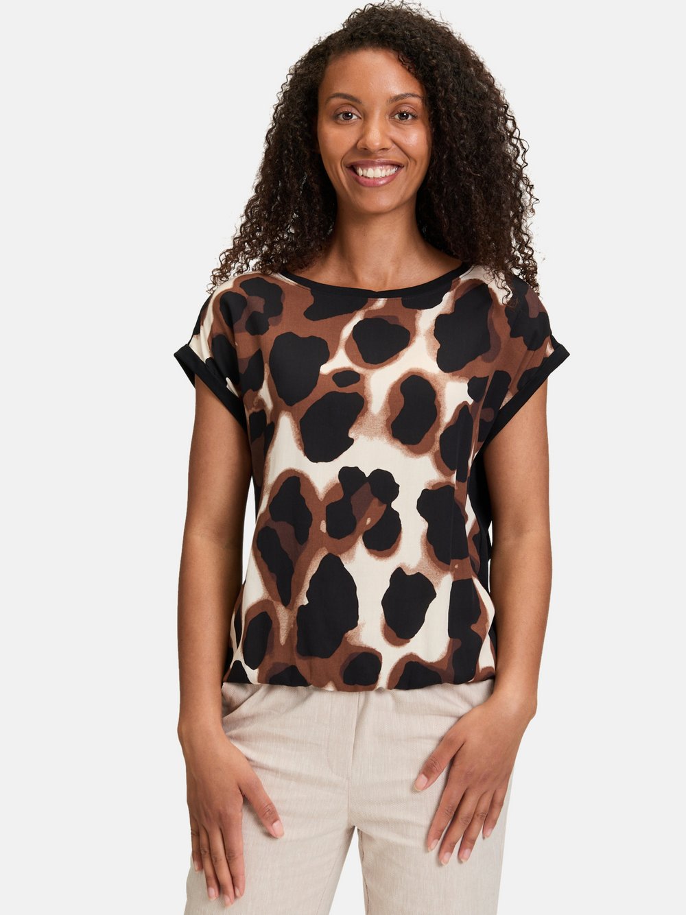 Thumbnail - Betty & Co Casual-Shirt Damen Baumwolle braun gemustert, XL