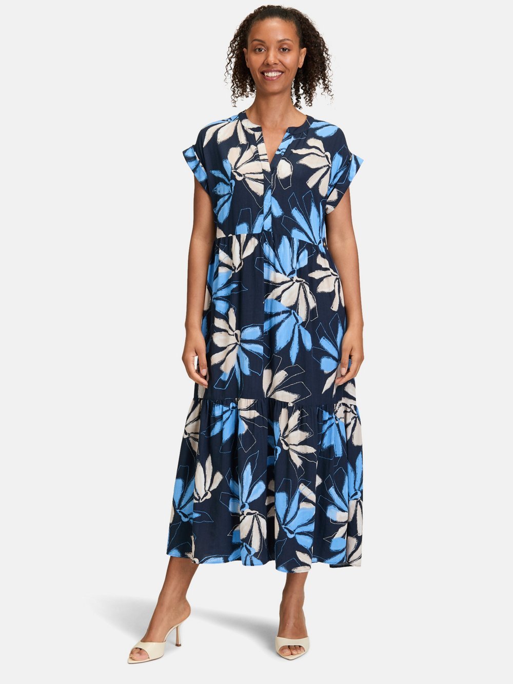 Betty & Co Stufenkleid Damen Viskose blau bedruckt, 36