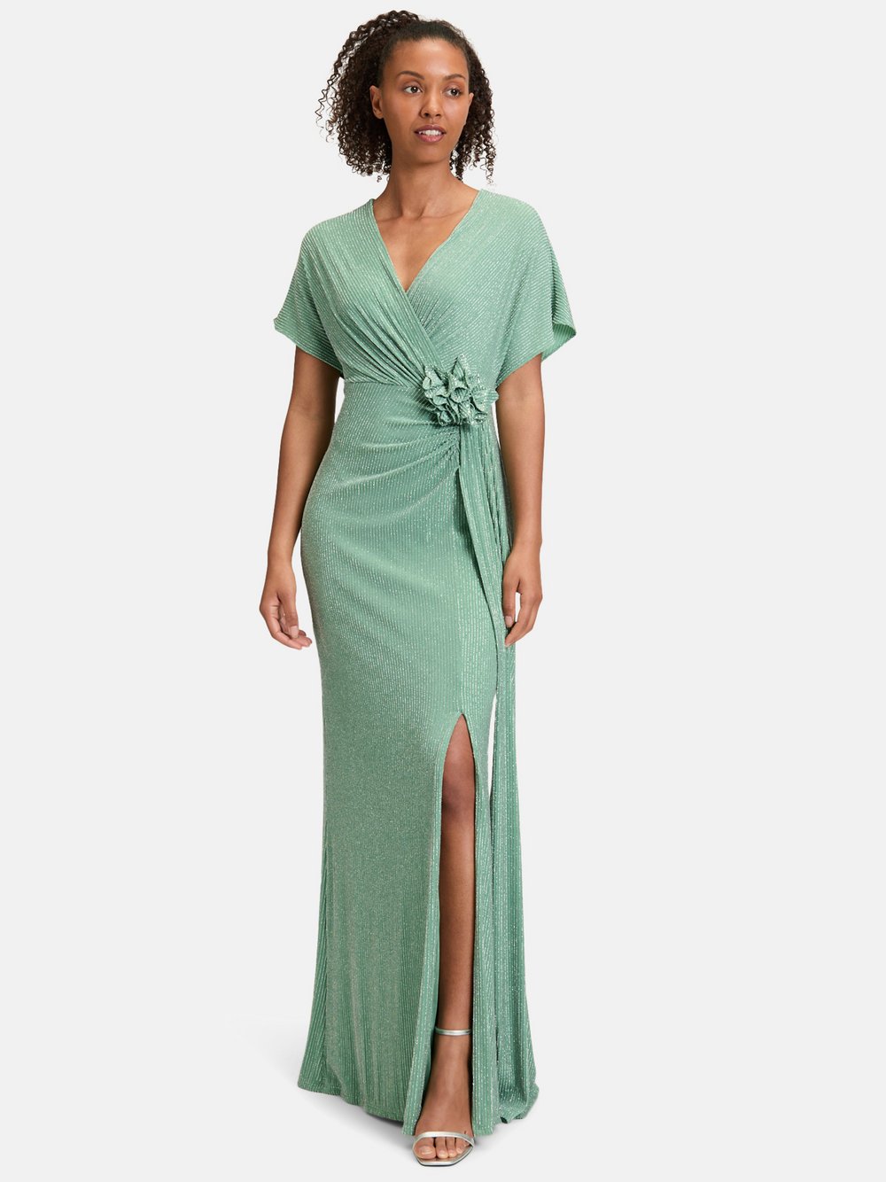 Vera Mont Abendkleid Damen Polyamid grün gestreift, 44