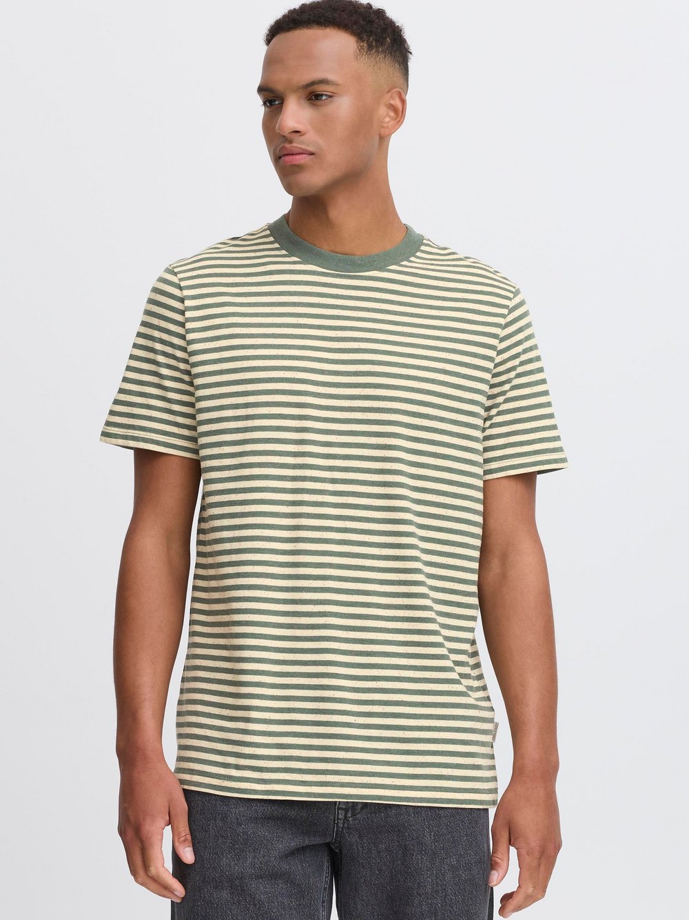 Thumbnail - BLEND Rundhalsshirt Herren Baumwolle grün gestreift, XXXL