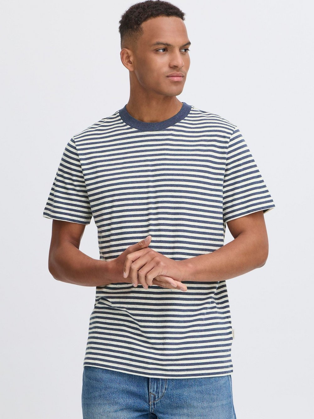 BLEND Rundhalsshirt Herren Baumwolle blau gestreift, XL