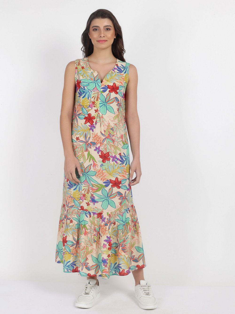 Thumbnail - Vicci Germany Maxikleid Damen Viskose mehrfarbig gemustert, 46