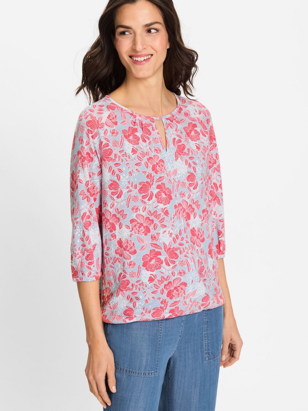 Olsen T-Shirt Damen Baumwolle rosa gemustert, 40